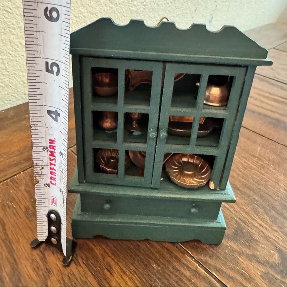 Vintage handmade Miniature green Wooden Hutch Accessories Dollhouse Wall Hanging - Picture 2 of 5